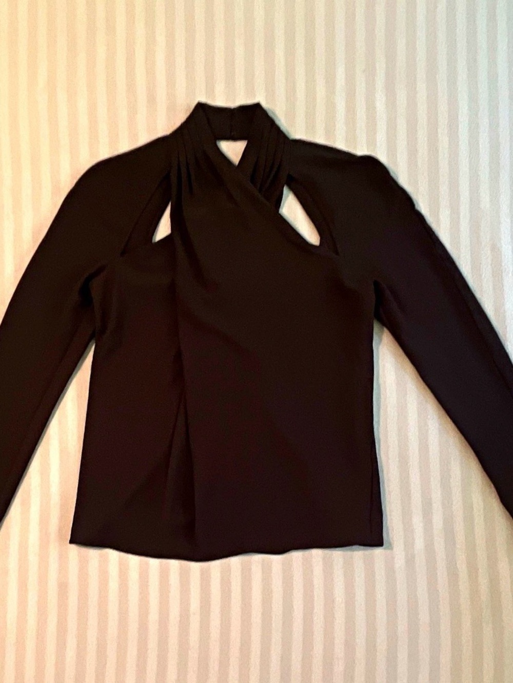 Express Black Long-Sleeve Cutout Wrap Blouse